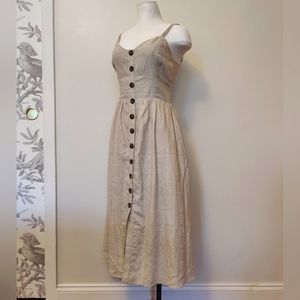 Reformation Thelma Button Linen Dress in Sand